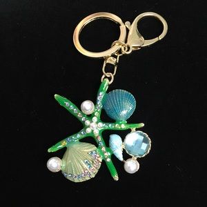 Starfish Seashell Keychain Purse Charm